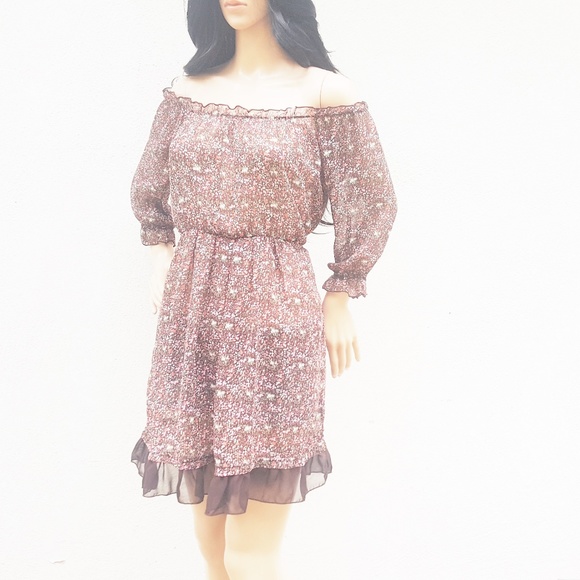 Dresses & Skirts - Mini Ruffle Sheer Floral Sun Dress S